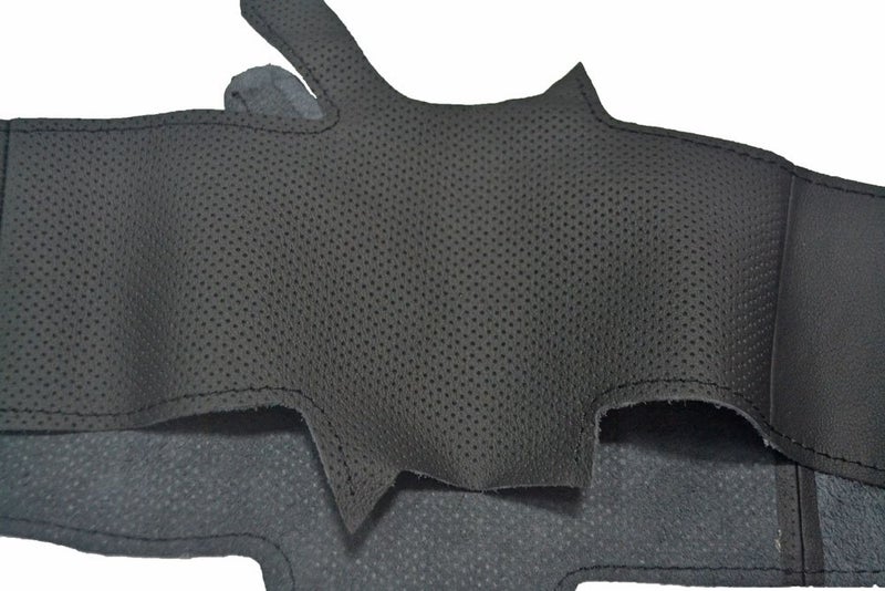 Eiseng DIY Sew Black Genuine Leather Steering Wheel Cover Stitch on Wrap for Honda Civic 2012 2013 2014 2015 Interior Accessories 13.5-14.5 inches (Black Thread) - Image 3